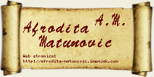 Afrodita Matunović vizit kartica